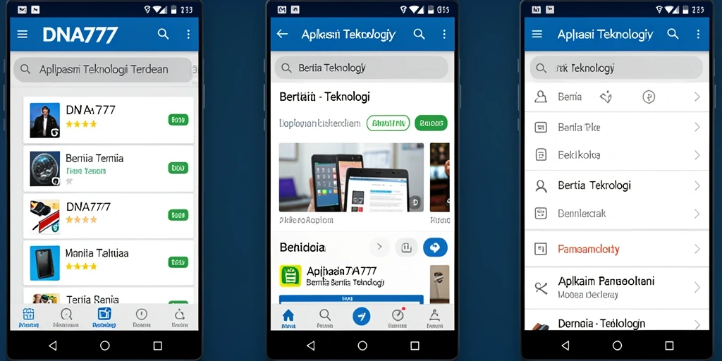 Antarmuka aplikasi DNA777 yang modern dan user-friendly.