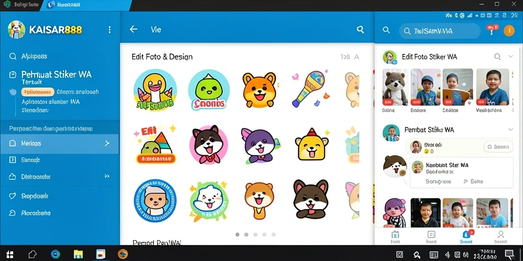 Antarmuka pengguna KAISAR888 yang menarik dan intuitif untuk membuat stiker WA.