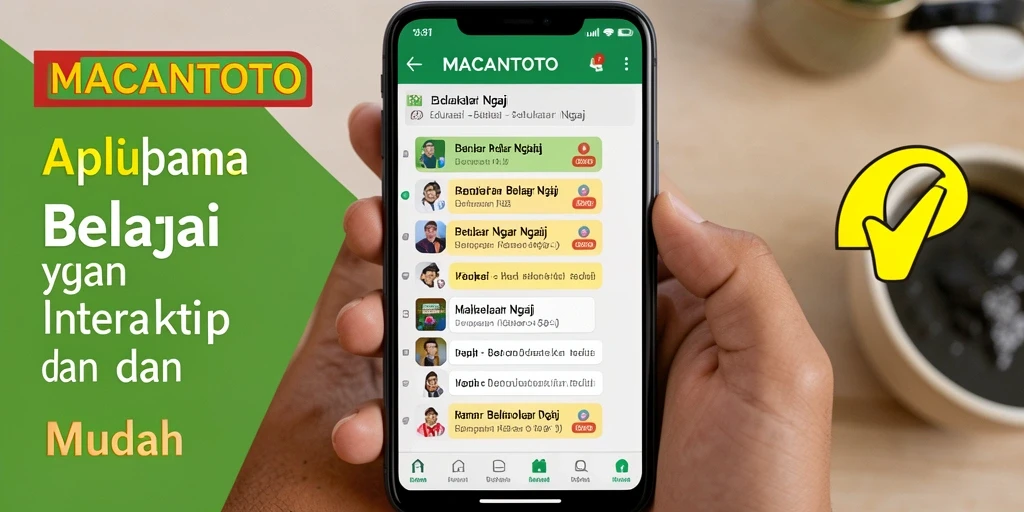 Tampilan antarmuka pengguna aplikasi MACANTOTO untuk belajar ngaji.