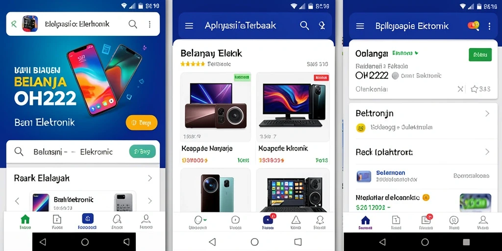 Antarmuka aplikasi OH222 yang menarik dan fungsional untuk belanja elektronik.
