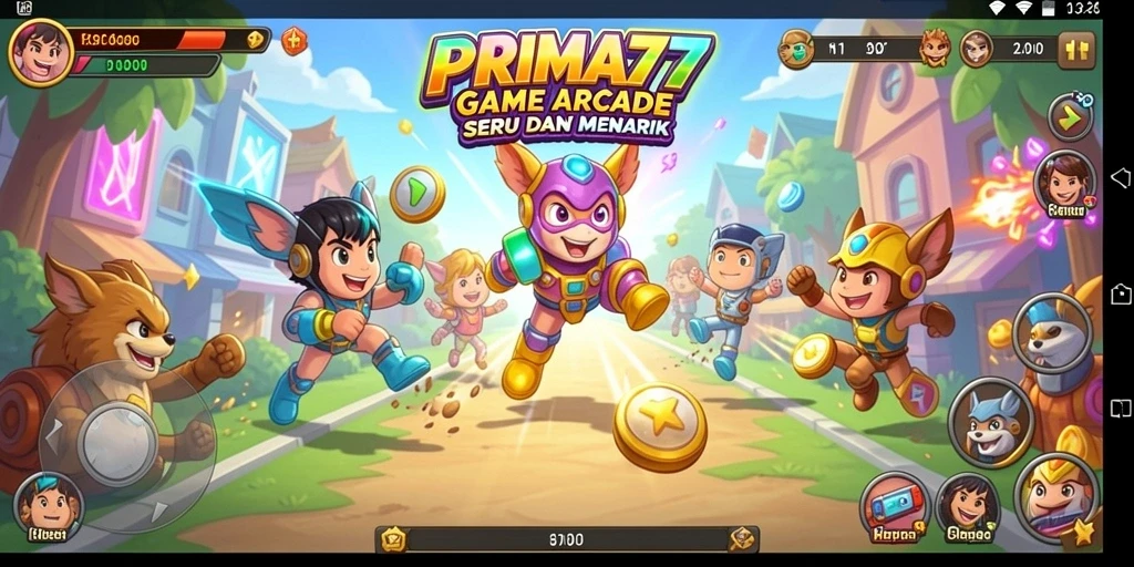 Tampilan antarmuka utama PRIMA77 dengan gameplay Arcade menarik.