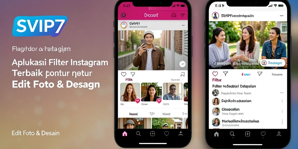Tampilan antarmuka SVIP7 dengan pilihan filter Instagram yang menarik.