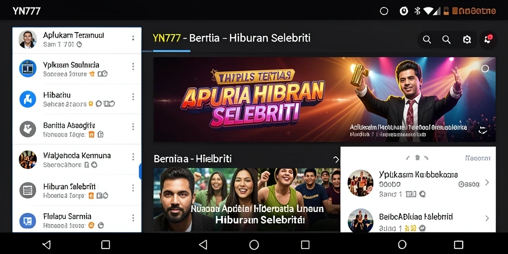 Tampilan antarmuka YN777 yang menarik dan informatif untuk berita selebriti.